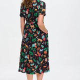 Vestido Sugarhill Lauretta Camisero Black Tropical Safari - ECRU