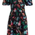 Vestido Sugarhill Lilou Black Tropical Safari - ECRU