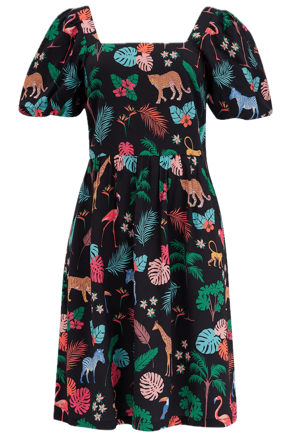 Vestido Sugarhill Lilou Black Tropical Safari - ECRU