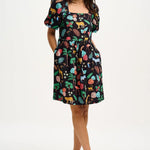 Vestido Sugarhill Lilou Black Tropical Safari - ECRU