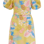 Vestido Sugarhill Lilou Yellow Tropical Fruits - ECRU