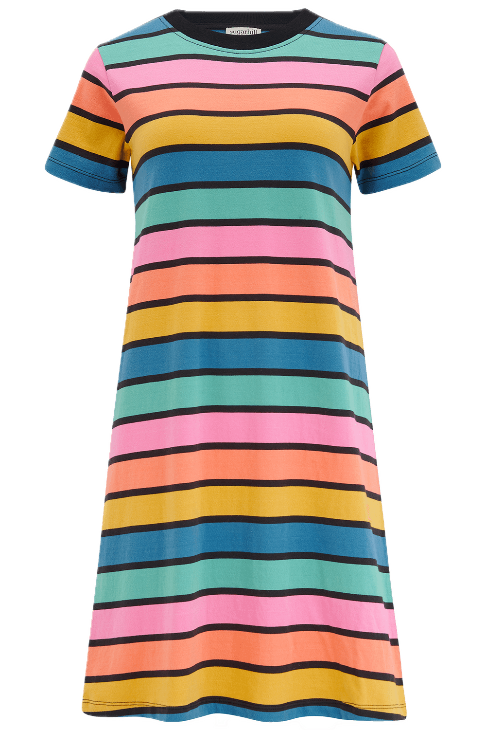 Vestido Sugarhill Sia de Punto Multi Beach Hut Stripes - ECRU