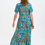 Vestido Sugarhill Vicky Maxi Smock Teal Rainbow Jungle - ECRU