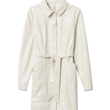 Vestido Tiffosi Mia Efecto Piel con Cinturón - ECRU