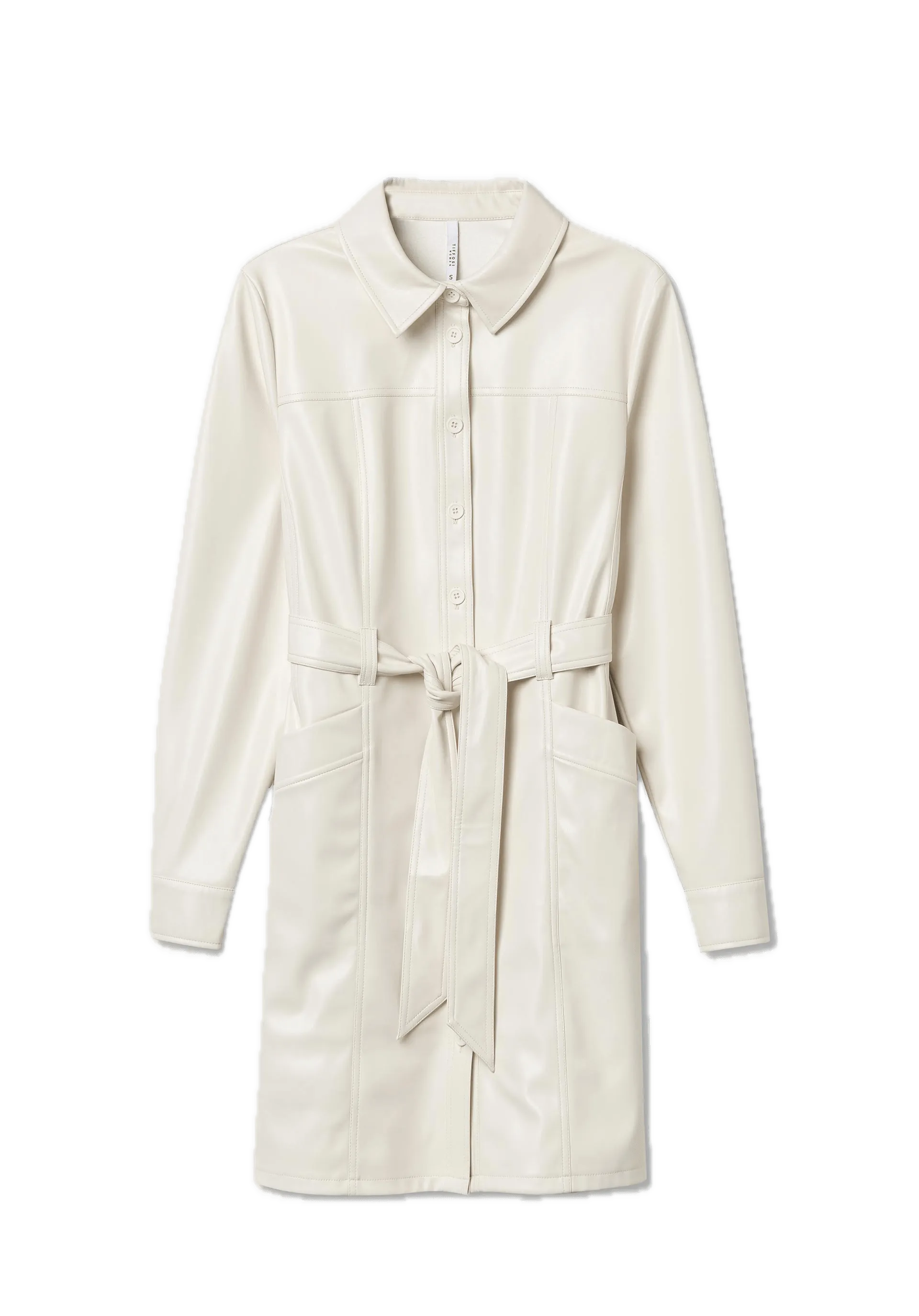 Vestido Tiffosi Mia Efecto Piel con Cinturón - ECRU