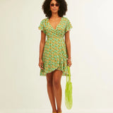 Vestido Xantik Cruzado con Cinturón Green Pineapple - ECRU