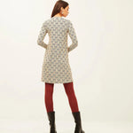 Vestido Xantik Cuello Camisero Off White Geometric Lines - ECRU