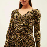 Vestido Xantik Grey Love Animal Print - ECRU