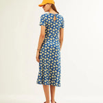 Vestido Xantik Largo Apertura Lateral Navy Daisy - ECRU