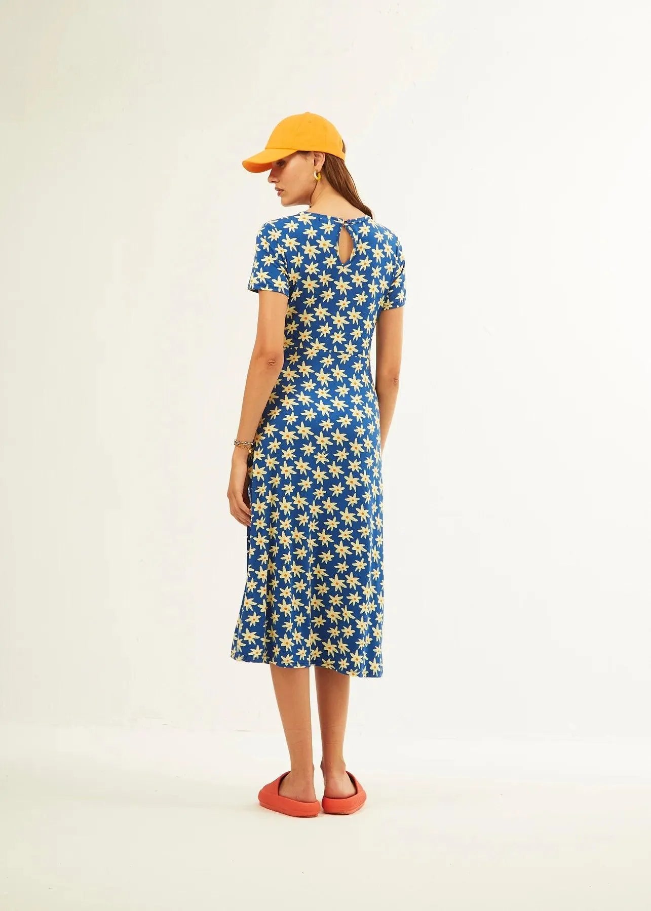 Vestido Xantik Largo Apertura Lateral Navy Daisy - ECRU