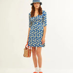 Vestido Xantik Manga 3/4 Navy Daisy - ECRU