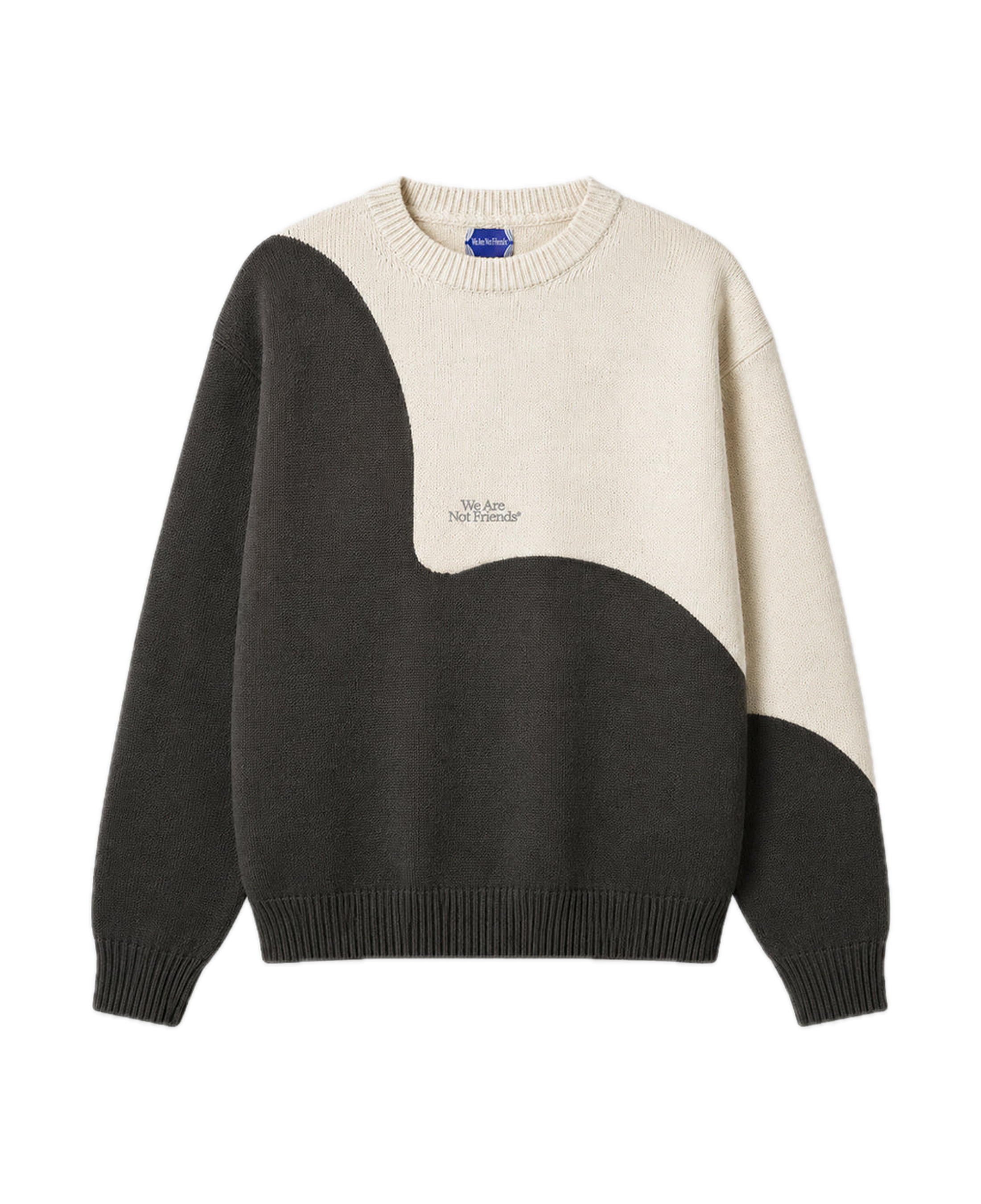 Jersey WE ARE NOT FRIENDS Bicolor Flower Crema y Negro, frontal