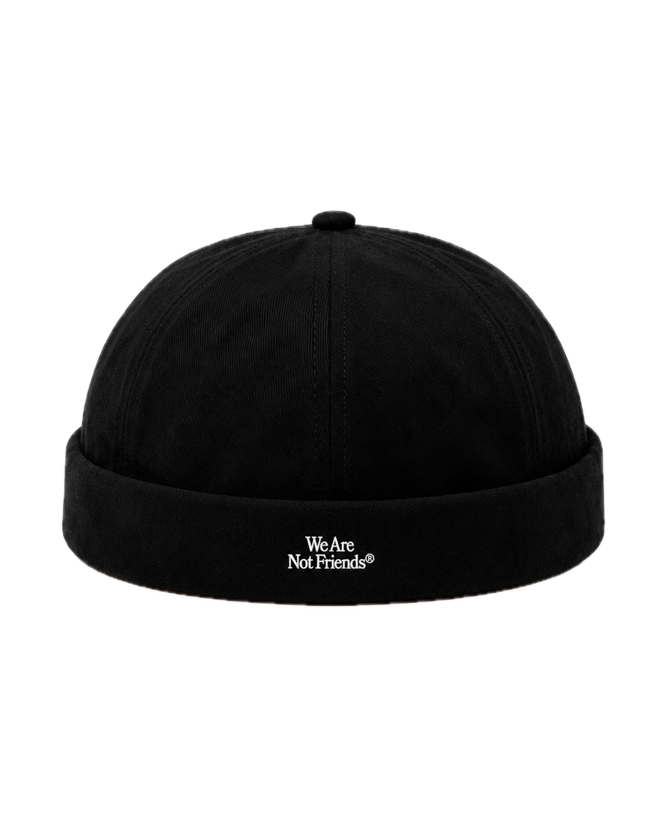 Gorro WE ARE NOT FRIENDS Docker Negro, vista frontal