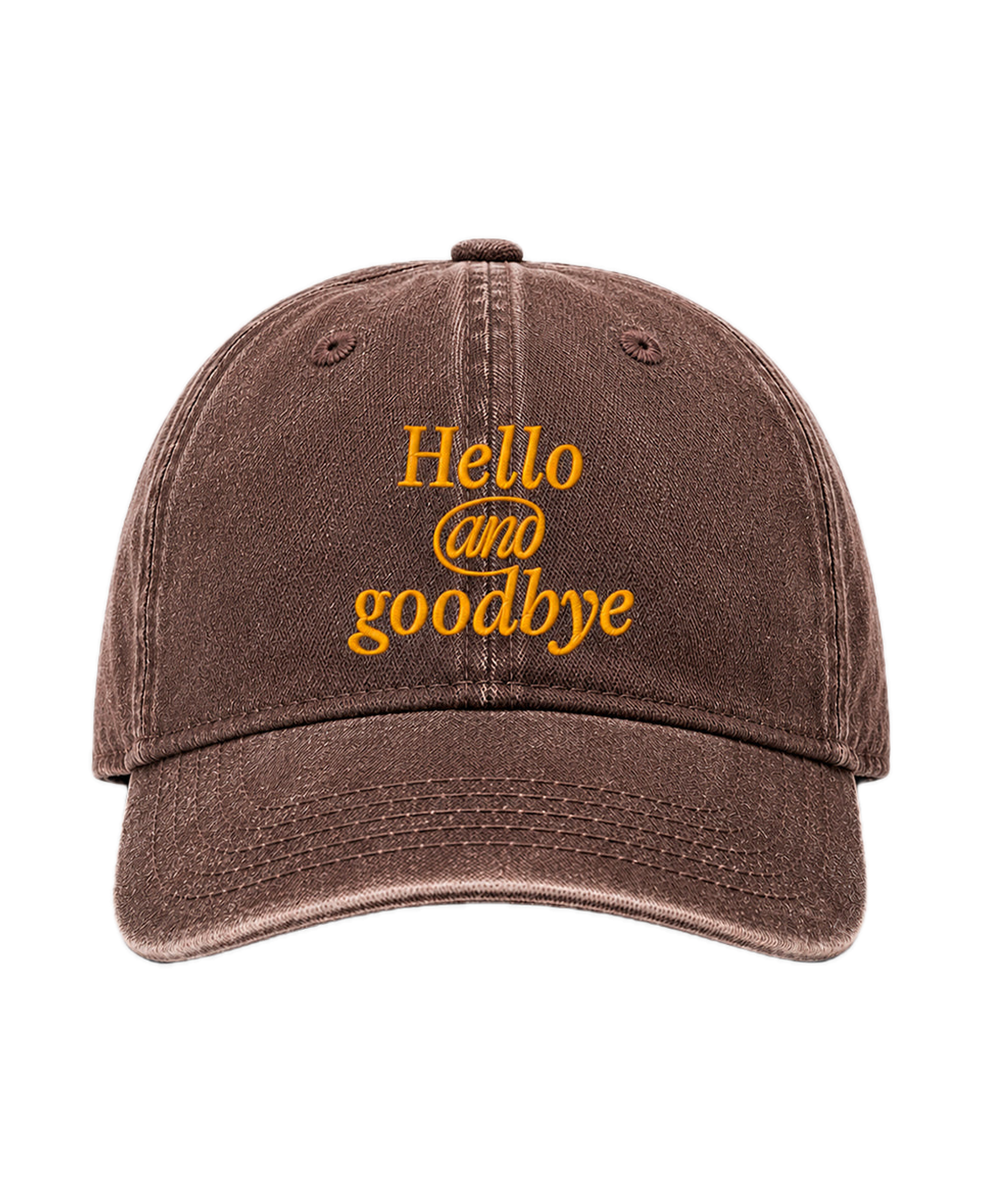 Gorra WE ARE NOT FRIENDS Hello & Goodbye Marrón, vista frontal