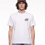Camiseta WE ARE NOT FRIENDS Hello & Goodbye Blanca, modelo frontal