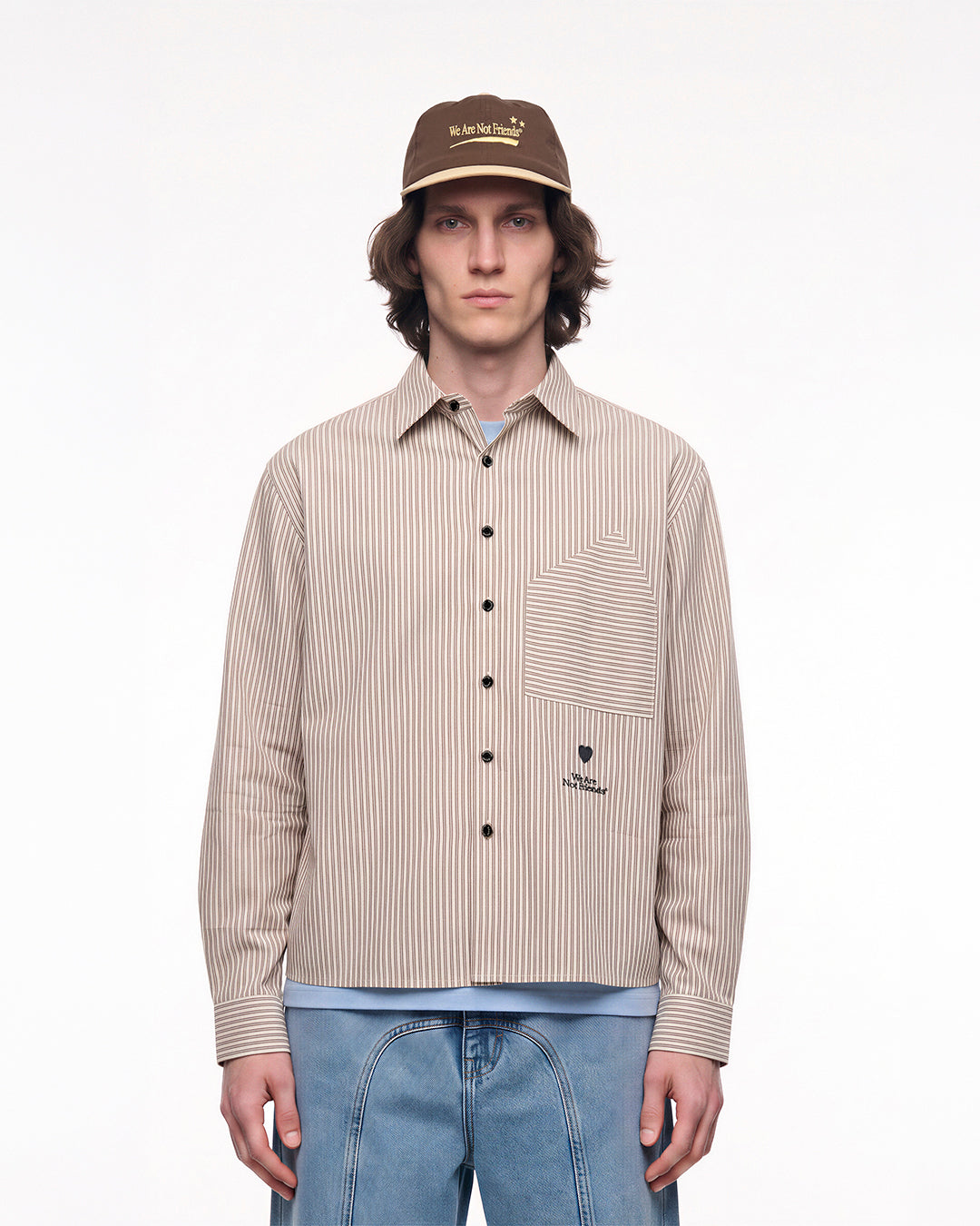 Camisa WE ARE NOT FRIENDS Work the Stripes Rayas, modelo frontal
