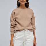 SALSA JEANS Lurex Jacquard Dark Beige Sweatshirt