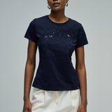 Camiseta SALSA Lace Flowers Embroidery