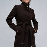 Abrigo SALSA JEANS Paño Grace con Cinturón Dark Brown