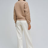 SALSA JEANS Lurex Jacquard Dark Beige Sweatshirt