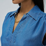 Blusa SALSA JEANS Light Denim Escote Cadena