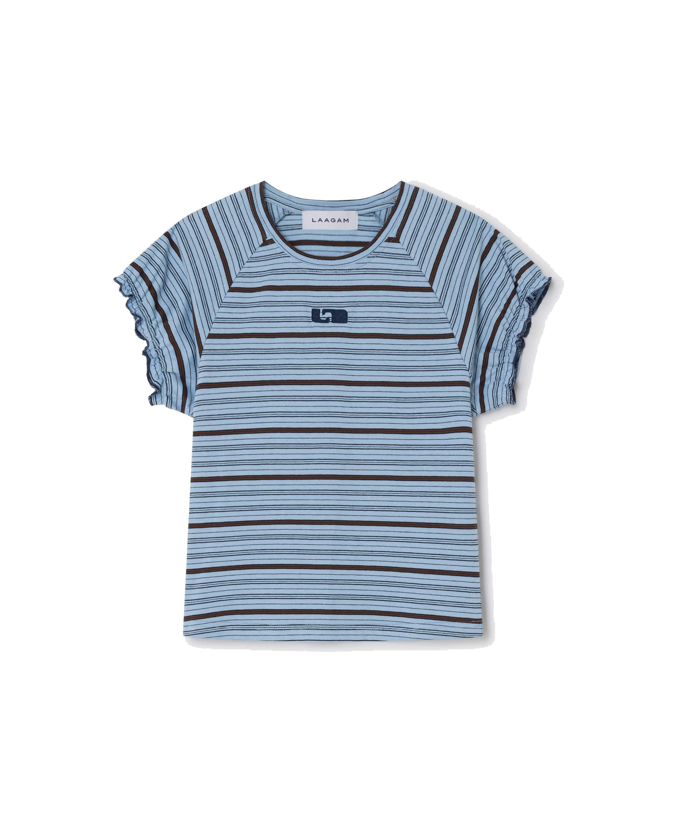 Camiseta LAAGAM Zaira Embroidered Logo Blue · fotografía oficial de la prenda