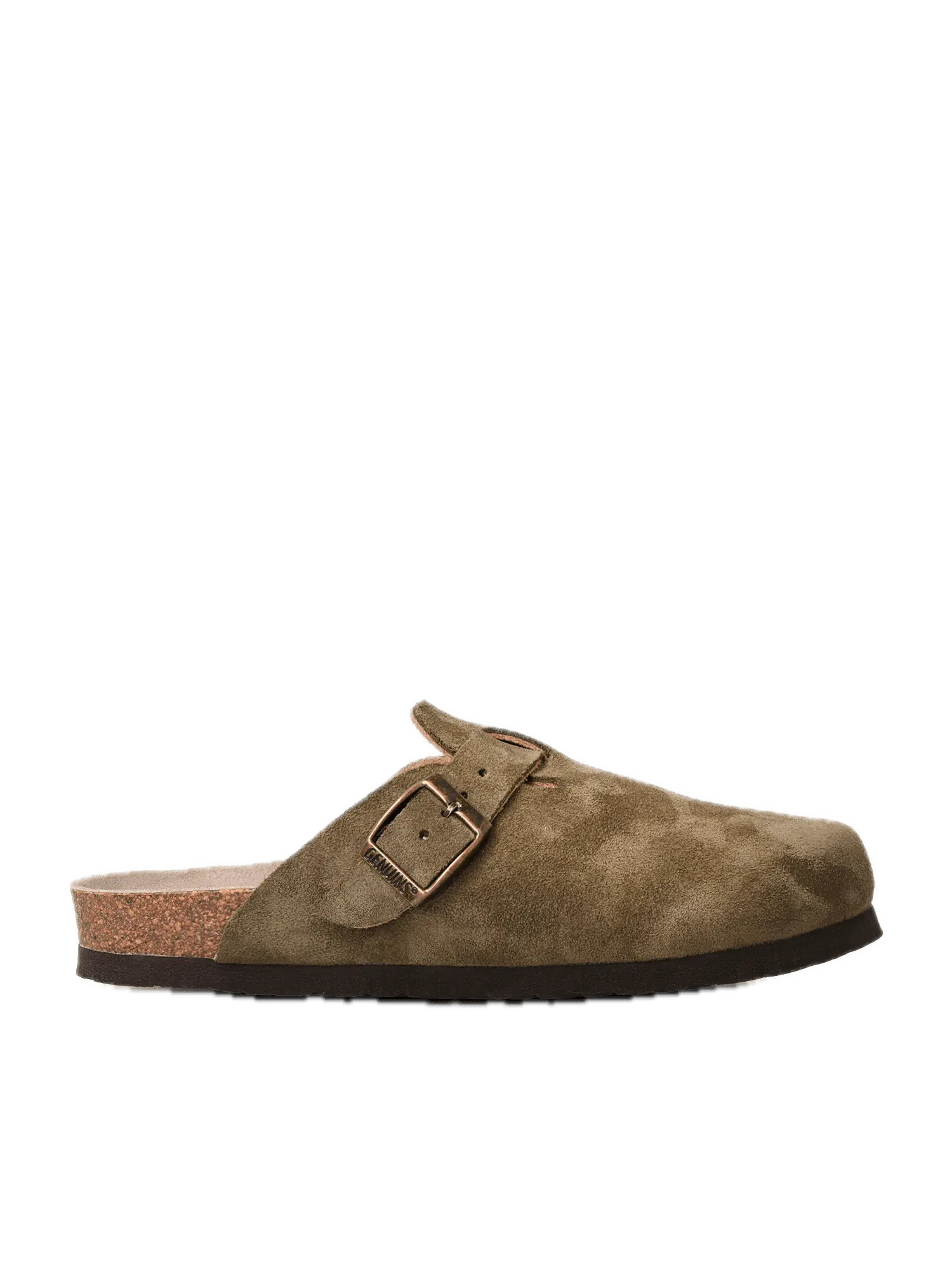 Zuecos Genuins Riva Velour Kaki - ECRU