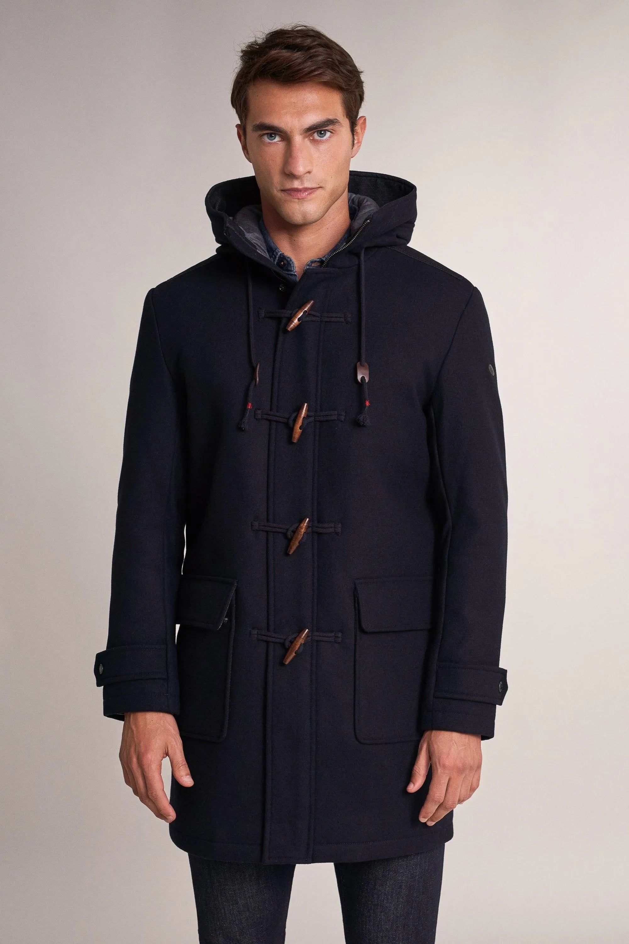 Abrigo de paño largo con botones - ECRU