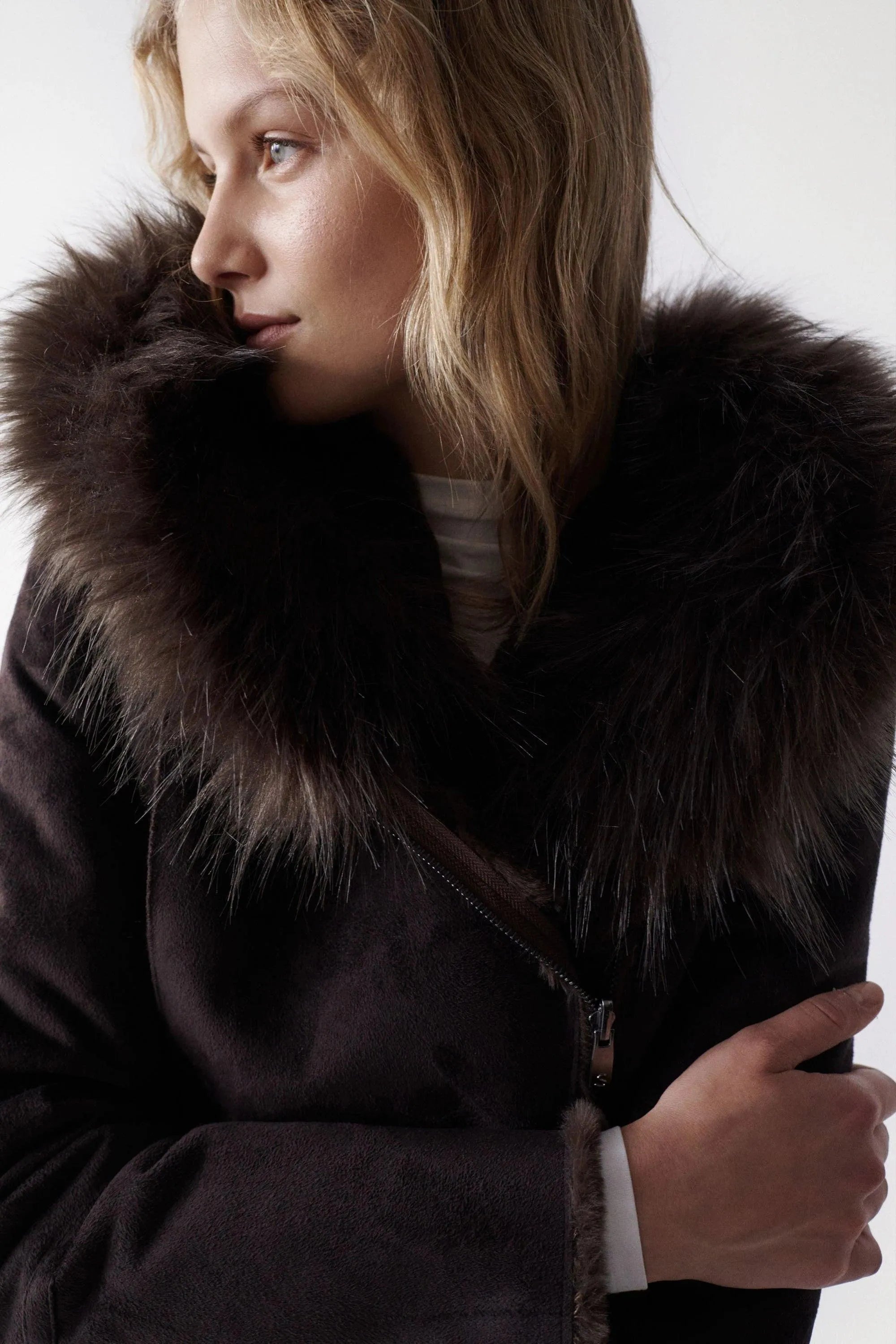 Abrigo de pelo reversible - ECRU