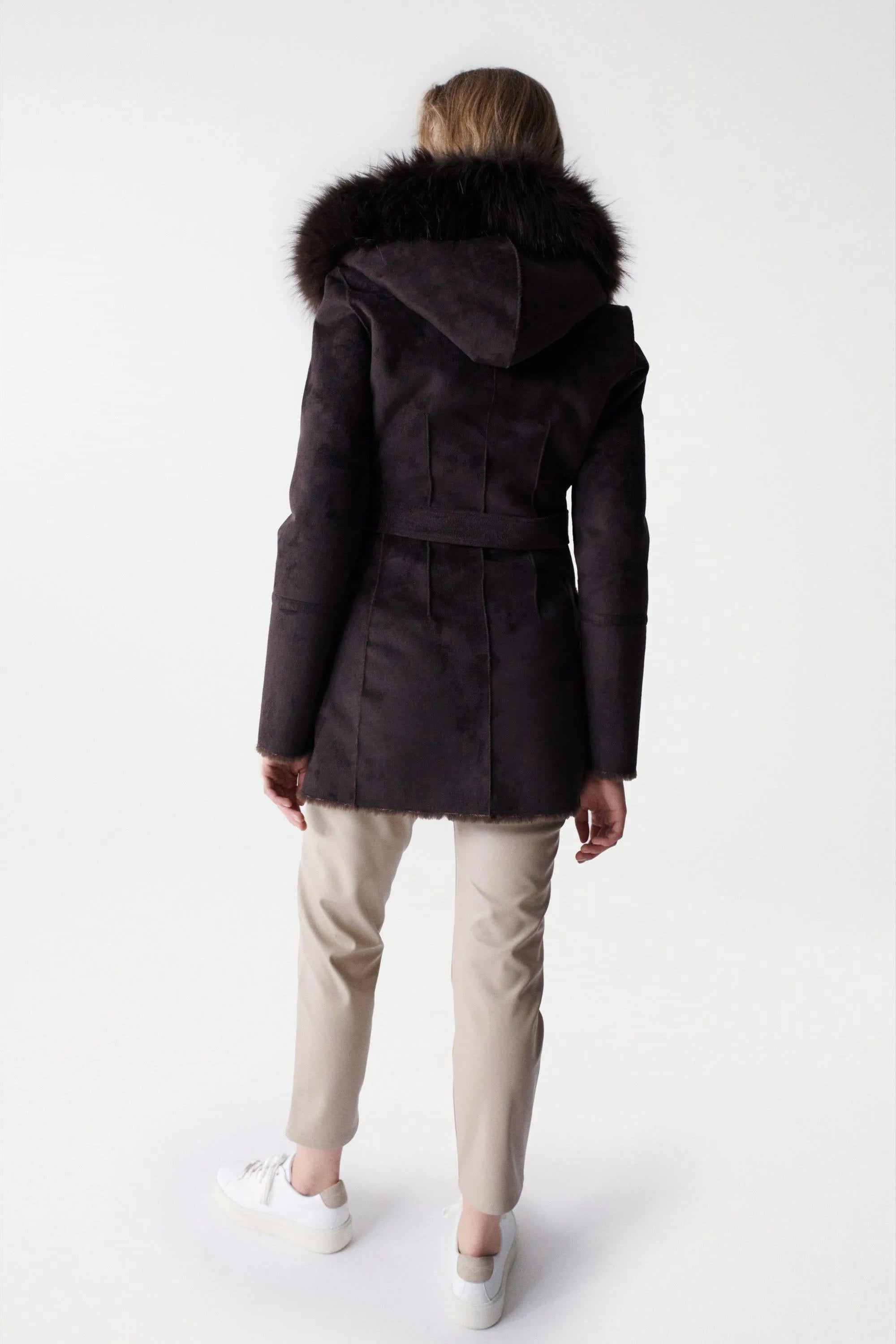 Abrigo de pelo reversible - ECRU