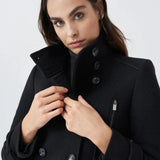 Abrigo Paño Largo con Detalles - ECRU