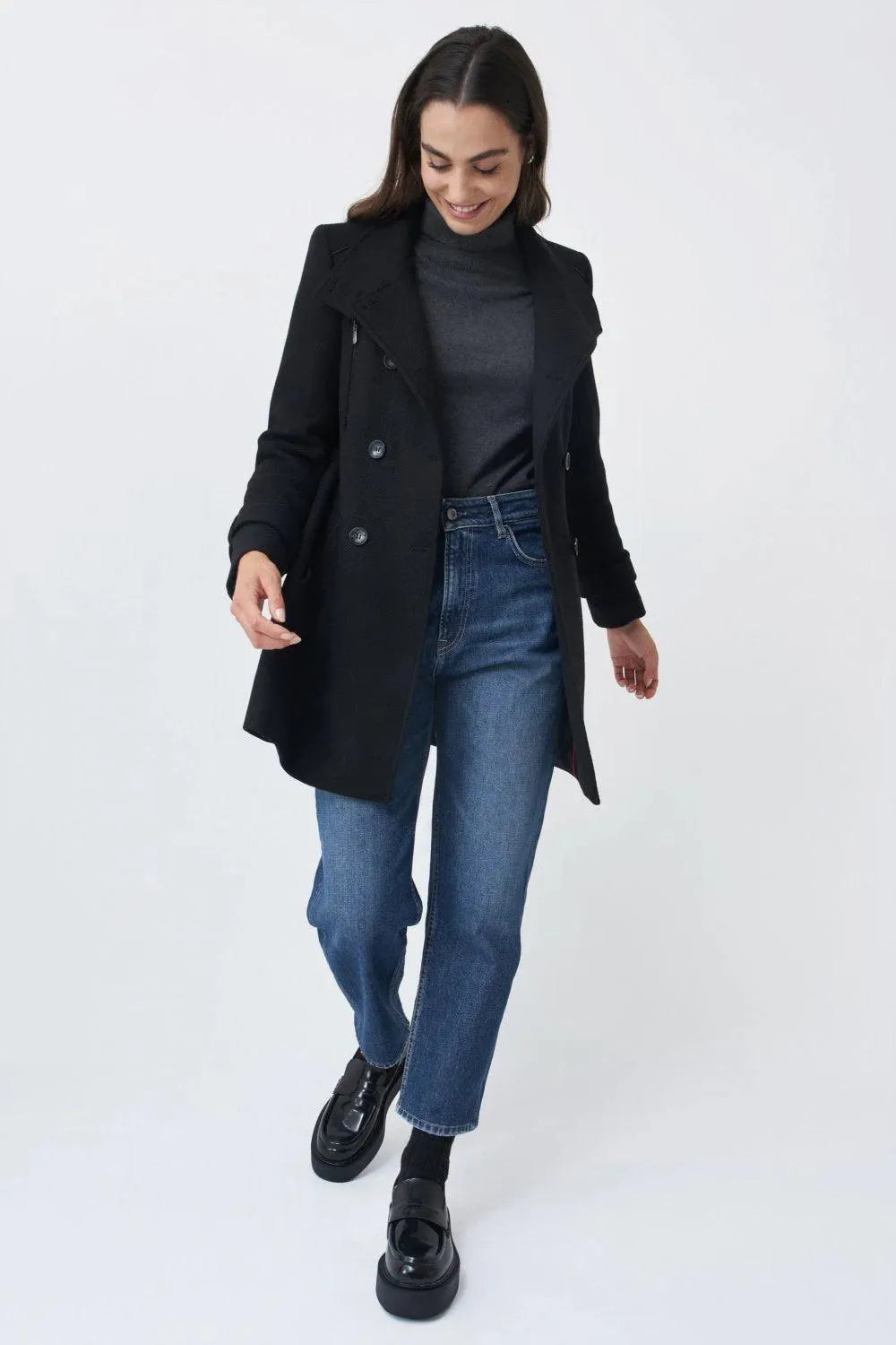 Abrigo Paño Largo con Detalles - ECRU