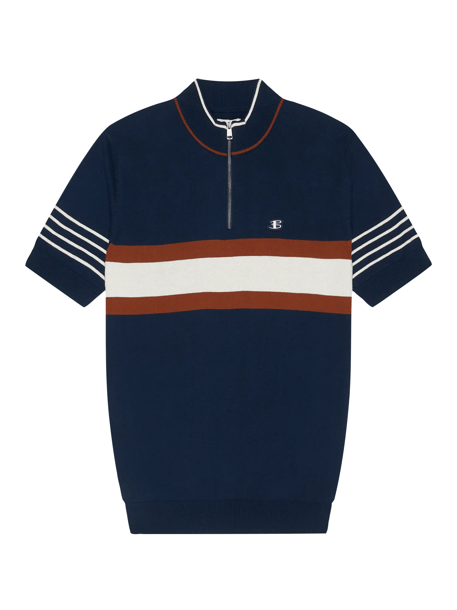 B By Ben Sherman Polo Manga Corta de punto Zip-Neck Marine - ECRU