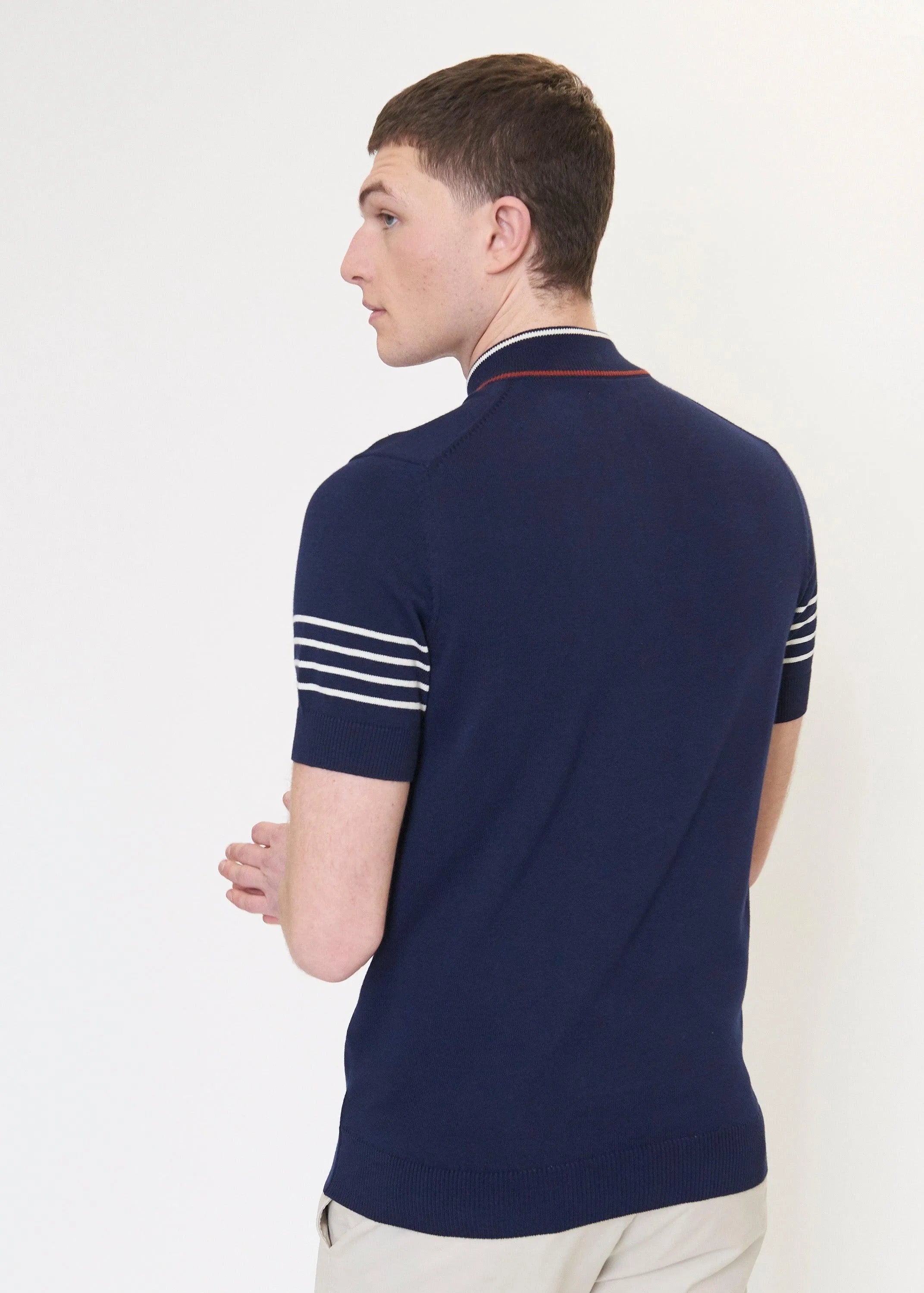 B By Ben Sherman Polo Manga Corta de punto Zip-Neck Marine - ECRU