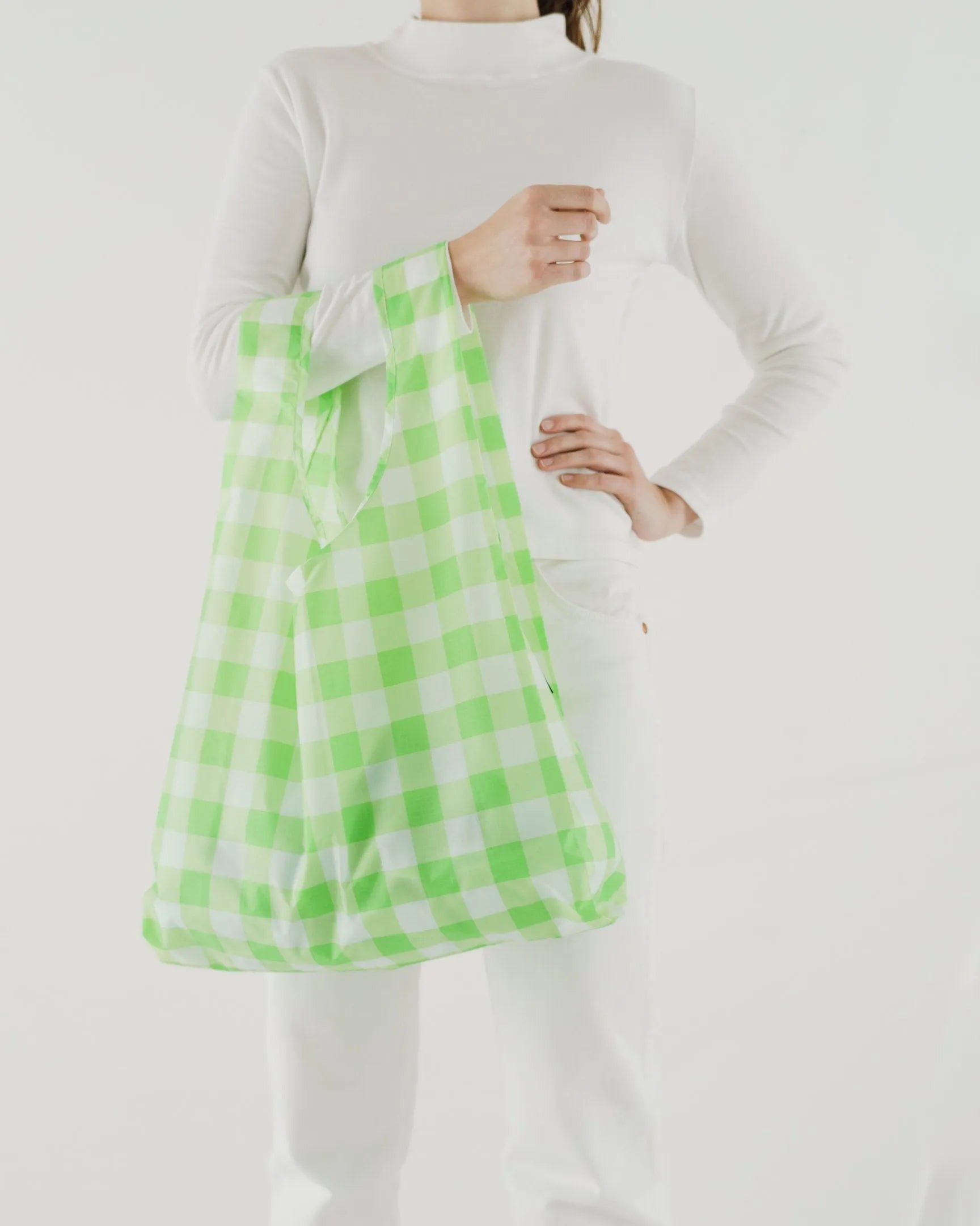 Baggu estándar Check Lime - ECRU