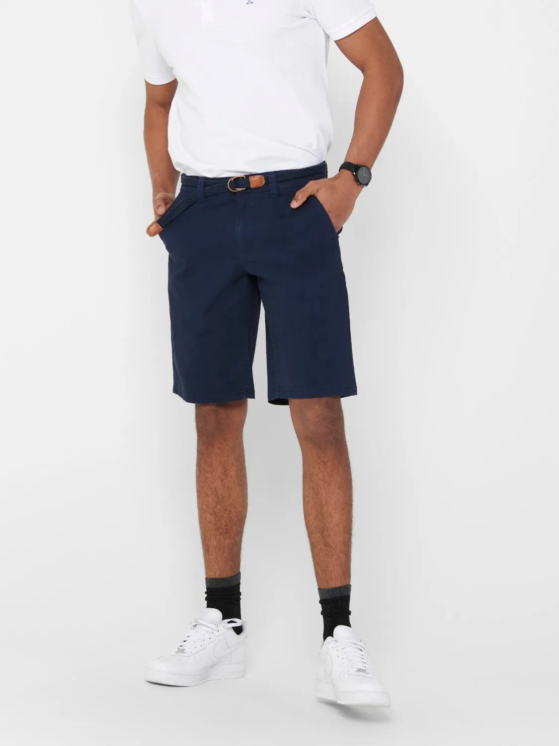 Bermudas de corte regular tipo chinos - ECRU