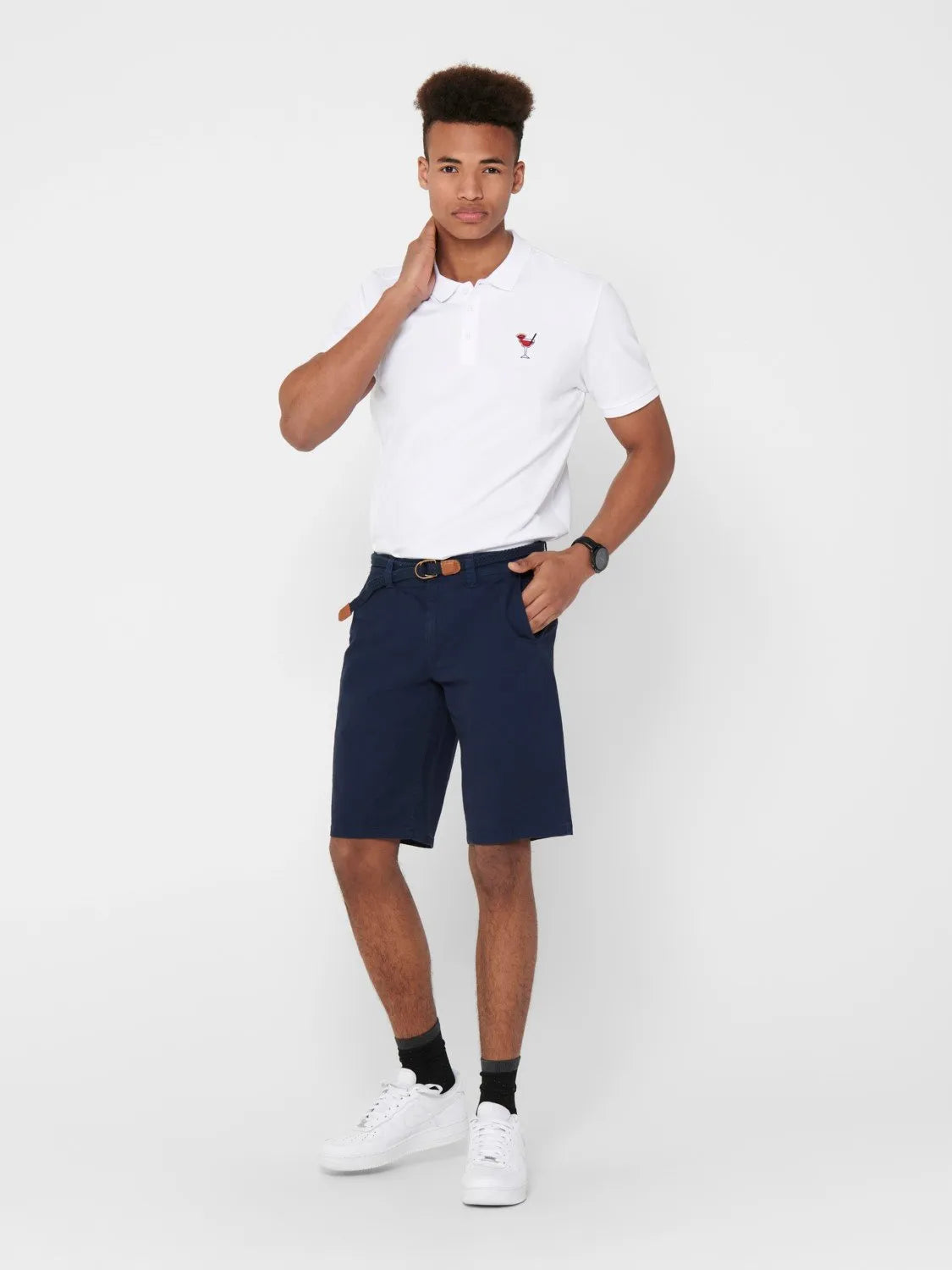 Bermudas de corte regular tipo chinos - ECRU