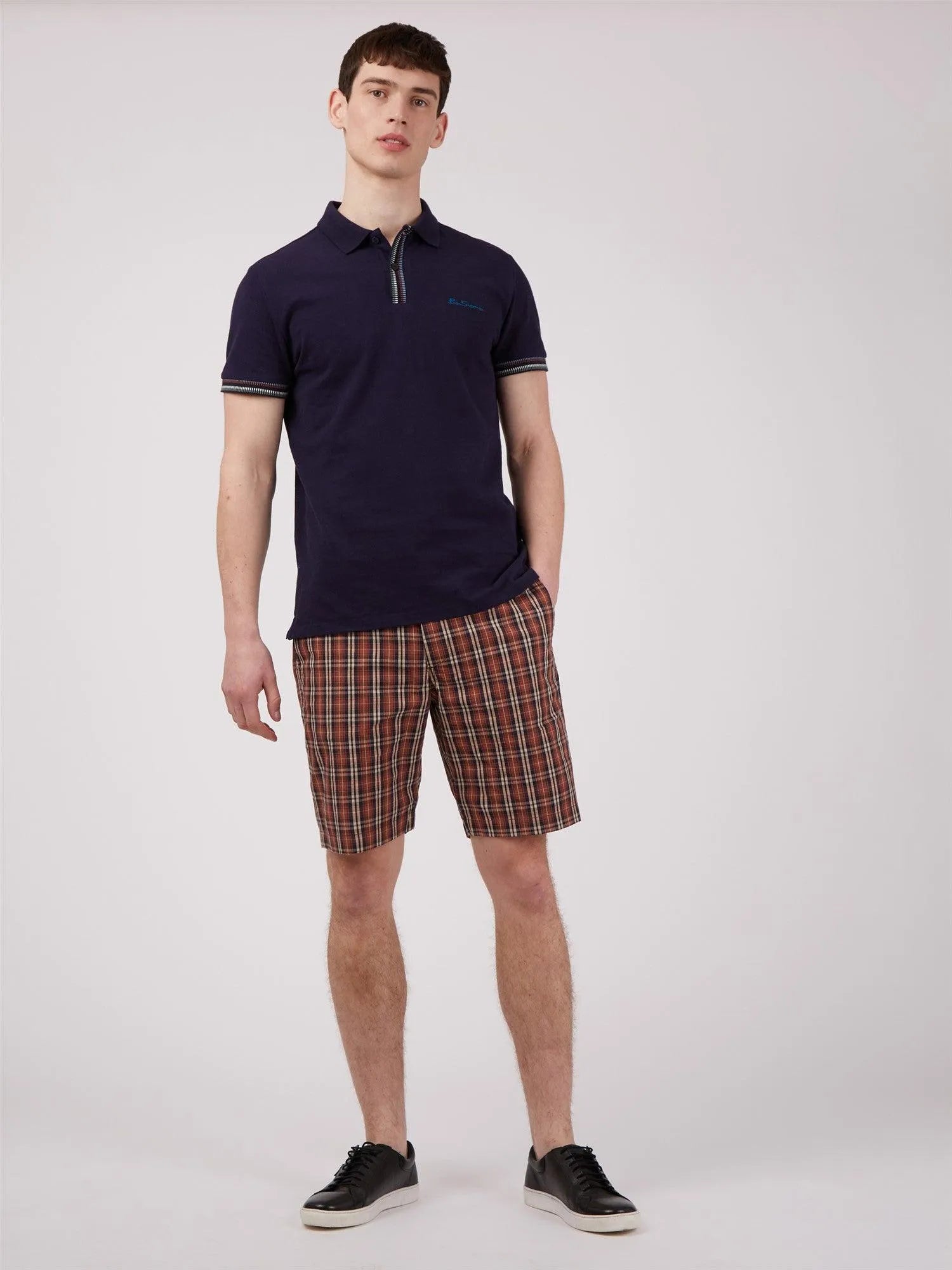 Bermudas Heritage Check Brick Red - ECRU