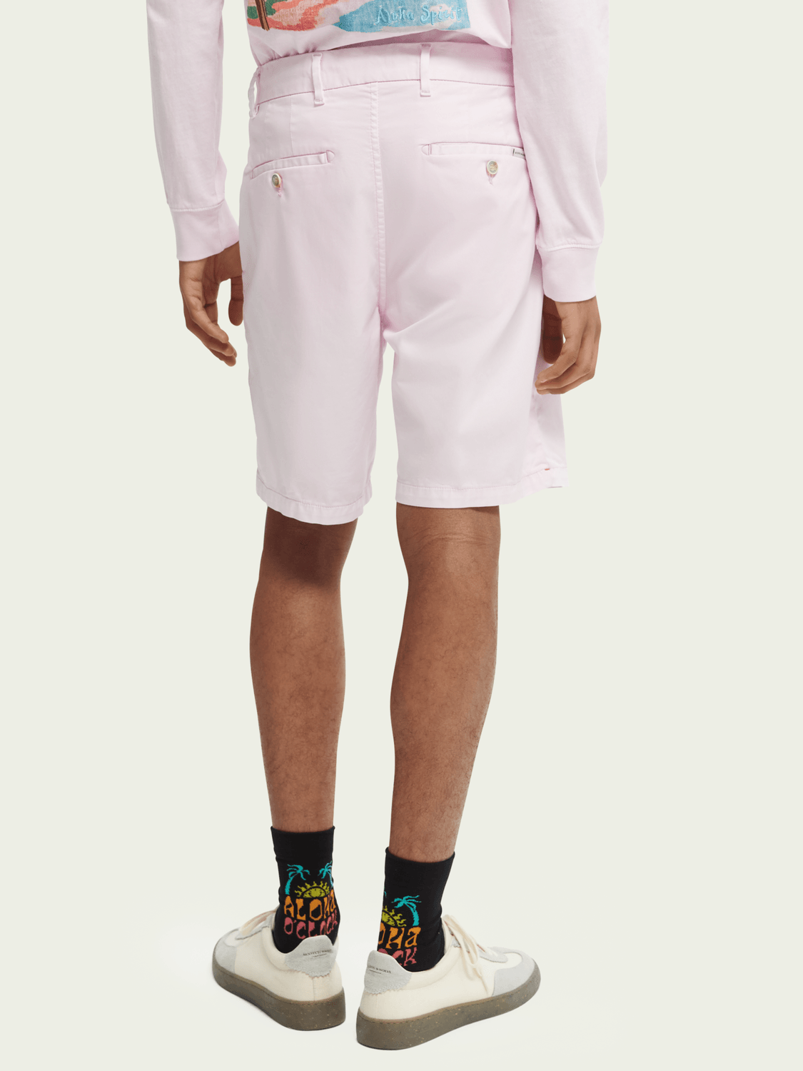 Bermudas Stuart de algodón Pima tiñéndolos en prenda Pink Icon - ECRU