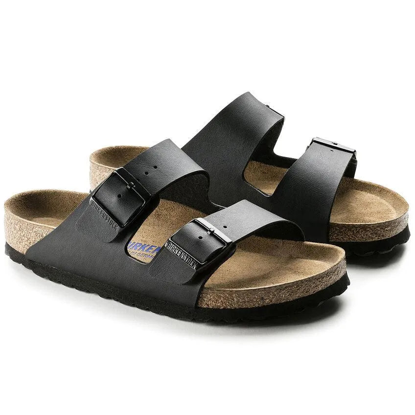 Birkenstock Arizona Birko-Flor Black Plantilla blanda - ECRU