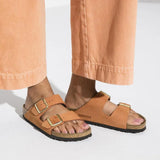 Birkenstock Arizona Plantilla blanda Piel nubuc Pecan - ECRU