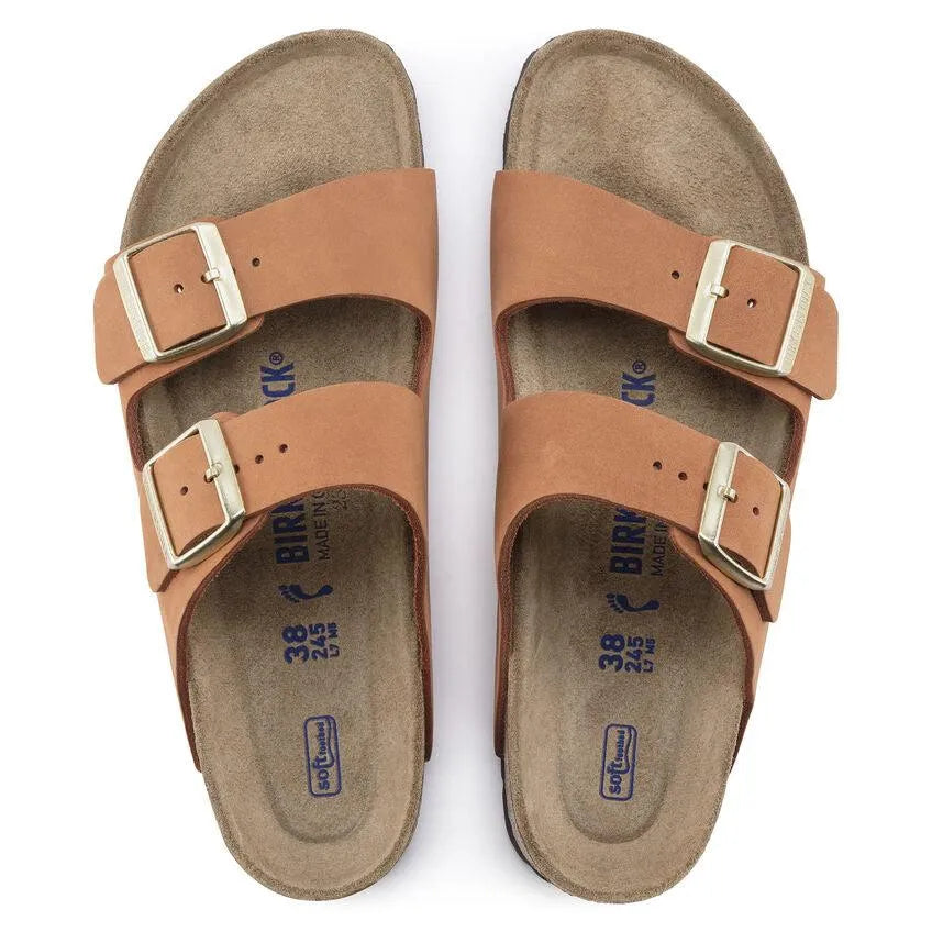 Birkenstock Arizona Plantilla blanda Piel nubuc Pecan - ECRU
