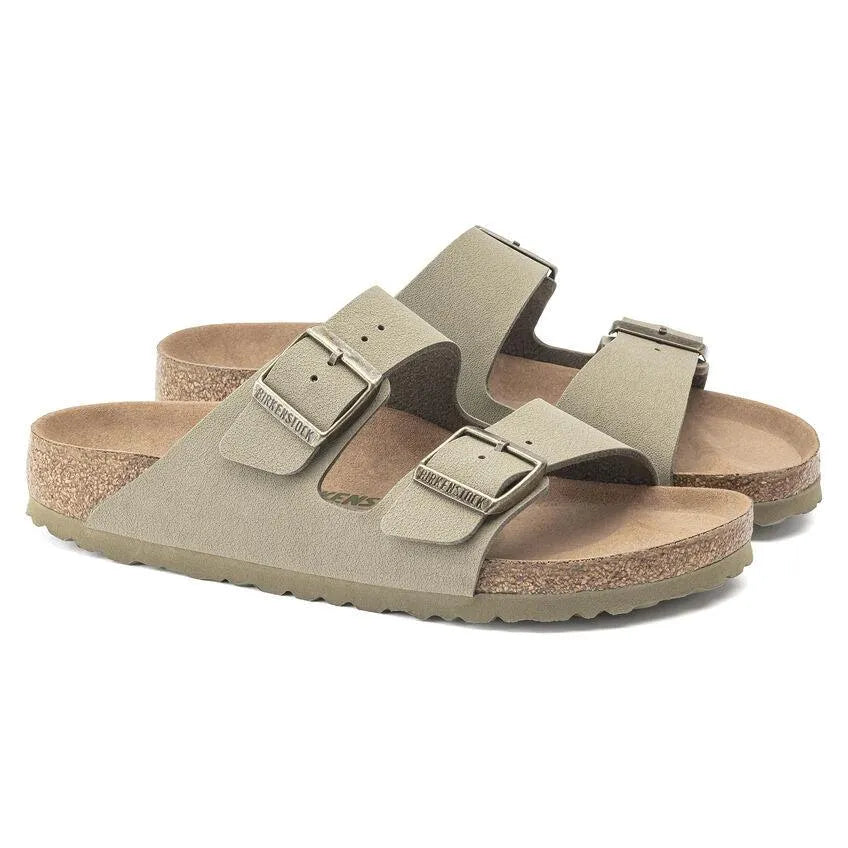 Birkenstock Arizona Vegan Birko-Flor Nubuck Khaki - ECRU