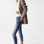 Blazer con estampado de cuadros - ECRU