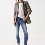 Blazer con estampado de cuadros - ECRU