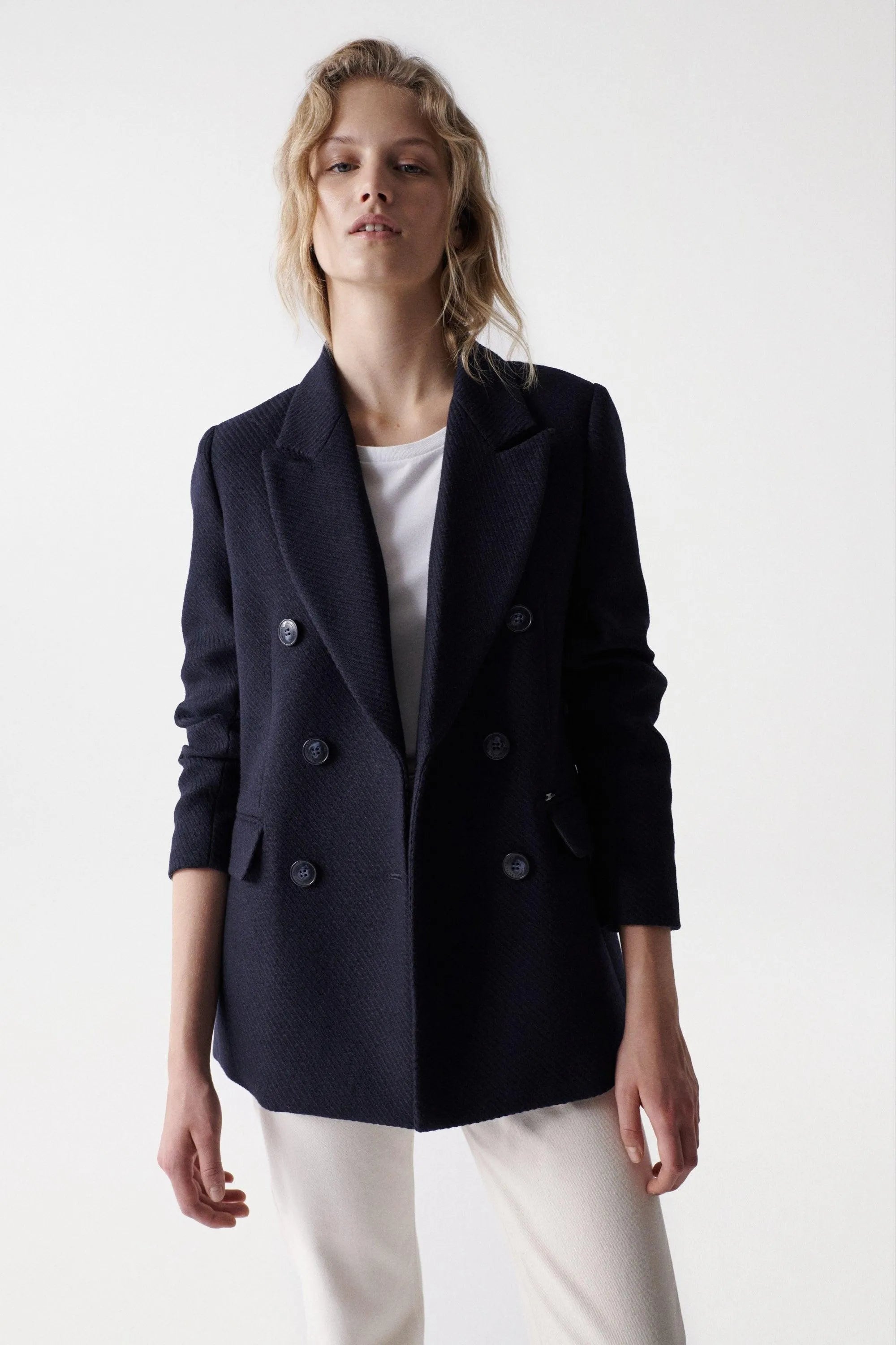 Blazer de paño liso - ECRU