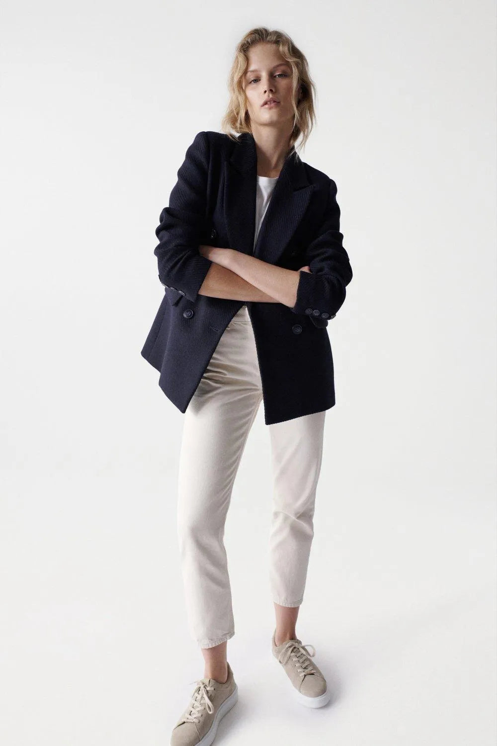 Blazer de paño liso - ECRU