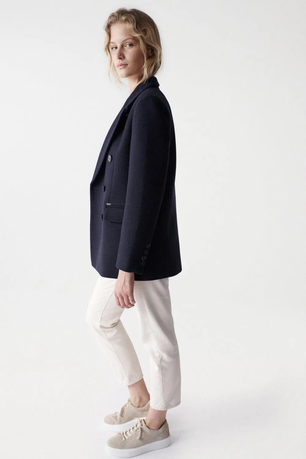 Blazer de paño liso - ECRU