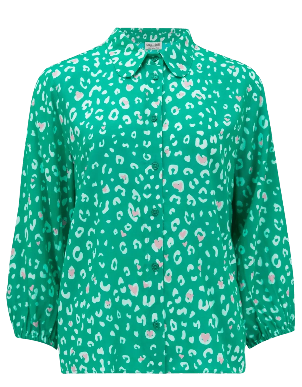 Blusa Emilia Green Leopard Love Hearts - ECRU