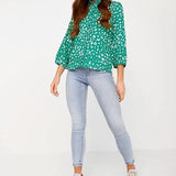 Blusa Emilia Green Leopard Love Hearts - ECRU